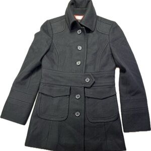 J. Crew Black Wool Trench Peacoat Coat Jacket Button Detail - 4
